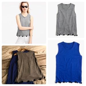 J.crew bundle of 2 linen pom-pom tank tops XS